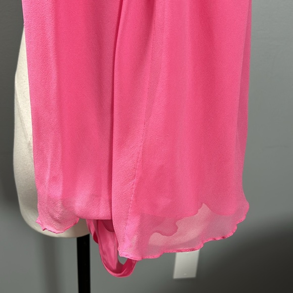 Marian Clayden Pink Chiffon with Silk Lining Maxi body wrapping tank top dress L - Picture 9 of 16